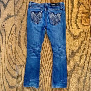 Y2K Premier Rhinestoned Angel Wings / Crosses Embroidered Jeans by Rue 21
